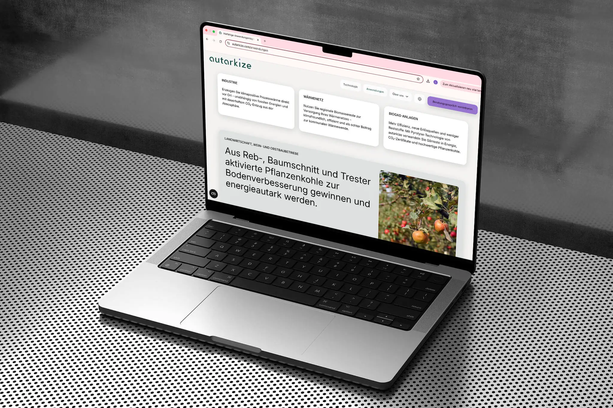 autarkize Website am Laptop